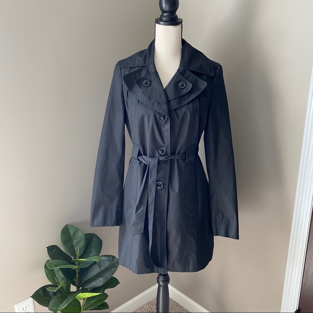 Croft & Barrow Trench Coat Black Sz Small